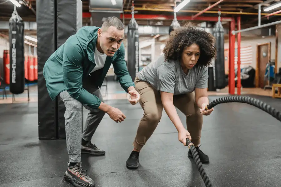 Woman struggling through a workout