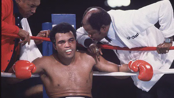 picture of Muhammad Ali exhausted